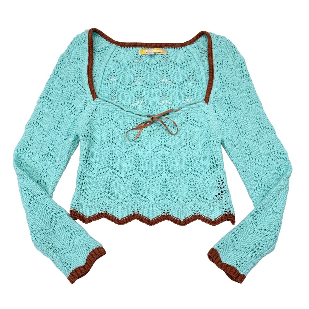 Urban Outfitters Crop Top Size Medium Y2K Coquette Boho Festival Long Sleeve